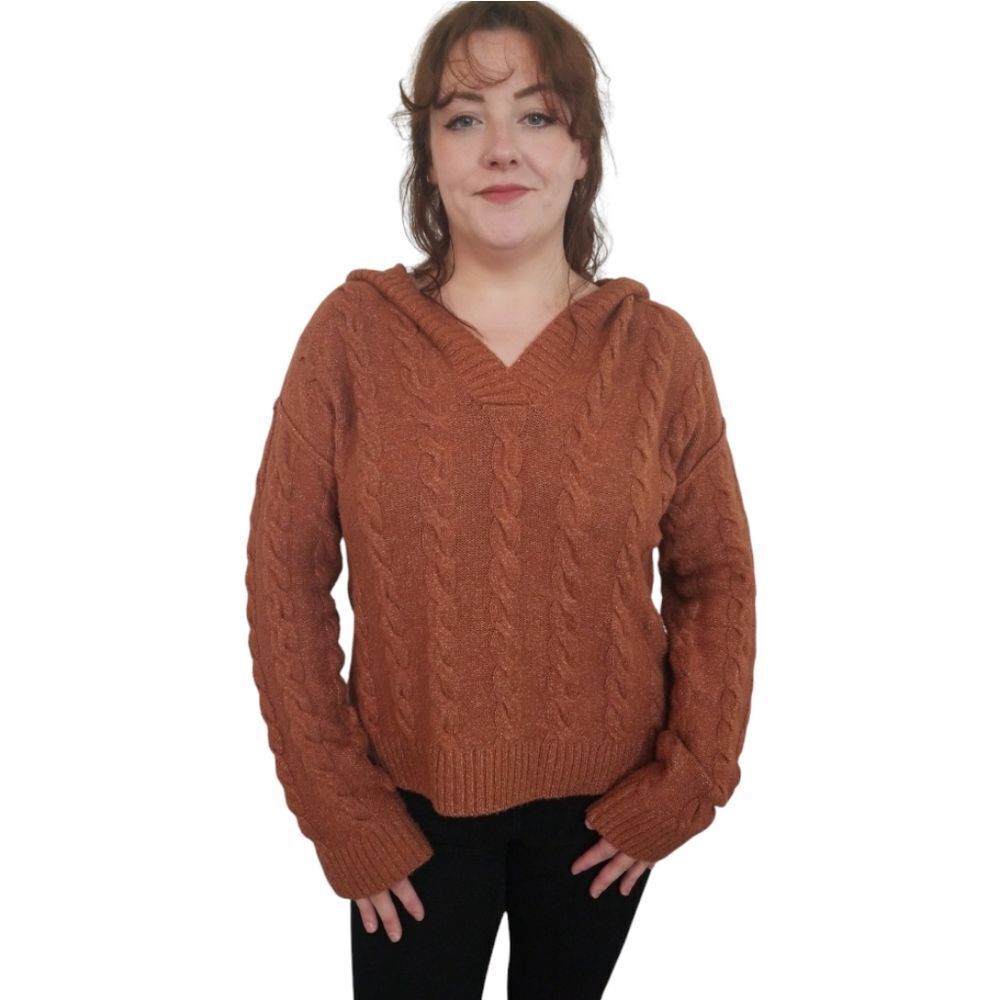 SO Cable Knit Hoodie Sweater Size Large